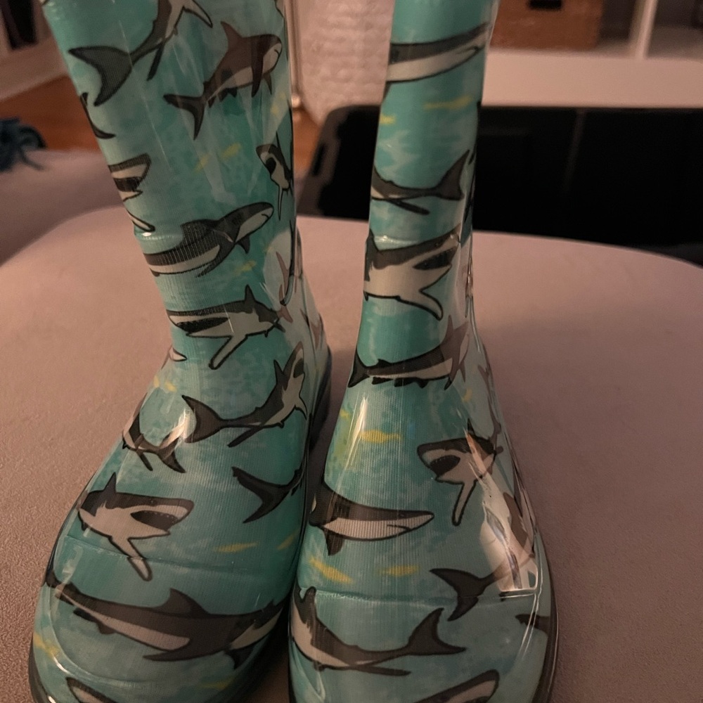Shark Print Rain Boots kids size 12